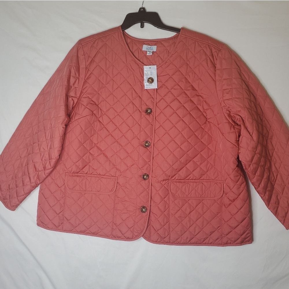 NEW 3X CROFT BARROW dusty pink quilted lightweight cardigan jacket NWT